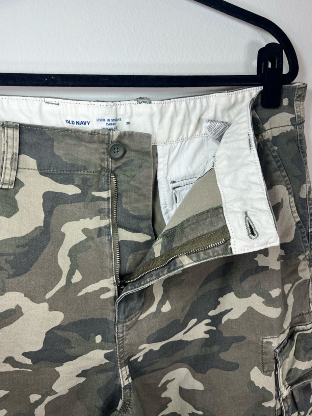 Old Navy Lived In Straight Flex Camo Cargo Shorts Green Utility Military 38x10" - Picture 10 of 12